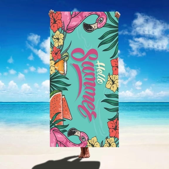 1pc Flamingo Pattern Quick-drying Bath Towel, Suitable For Beach, Swimming Pool