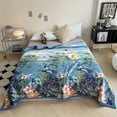 1pc Flannel Throw Blanket Beautiful Peacocks And Flowers Printed
