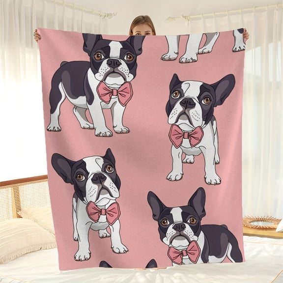 1pc Flannel Throw Blanket Cute Cartoon Puppy Pattern Printed Blanket Warm Cozy Soft Blanket For Couch Bed Sofa Car Office Camping Travelling Gift Blanket Suitable For All Seasons