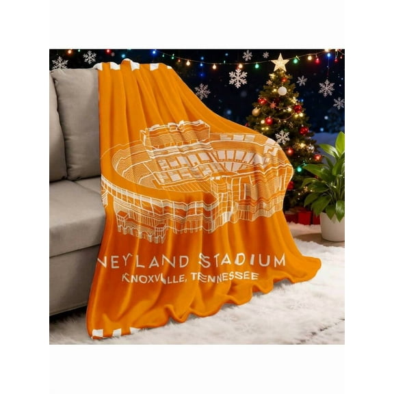 1pc Flannel Throw Blanket - Soft Neyland Stadium Knoxville Tennessee Warm & Versatile For Naps, Camping, Travel & Home Decor  Gifts For Family Or Friends 280gsm