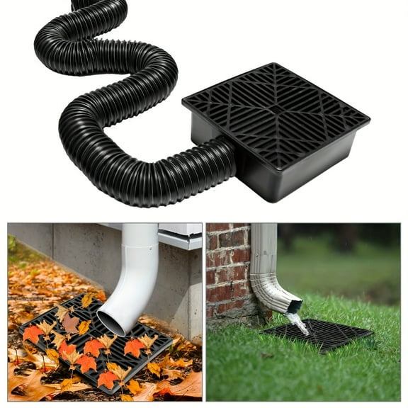 1pc Flexible Rain Gutter Downspout Extension Kit - No-Dig, Easy Install Drain Adapter with Catch Basin for Outdoor Lawn & Ground, Durable Plastic, Rain Gutter Downspout Extensions Flexible