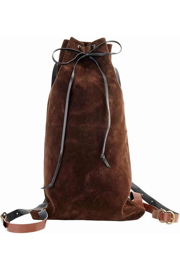 1pc Flocking Fibre Drawstring Backpacks with PU Leather Straps and Alloy Clasps for Travel Rectangle Saddle Brown 461x275x2mm craft