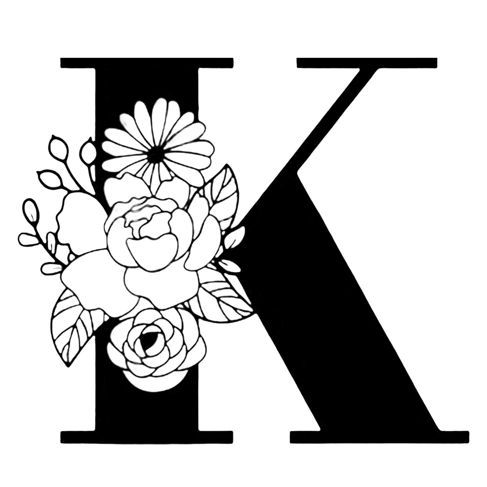 1pc Floral Monogram Letters Metal Sign Metal Wall Art Floral Capital