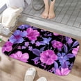 thumbnail image 1 of 1pc Floral Pattern on Black Absorbent Non-Slip Bathroom Thickened Flannel Rug Decor,Soft,Quick Drying,Suitable For Indoor/outdoor Use,Bathrooms,Bedrooms,Kitchens,Terrace,Laundry Rooms,16"x24", 1 of 9