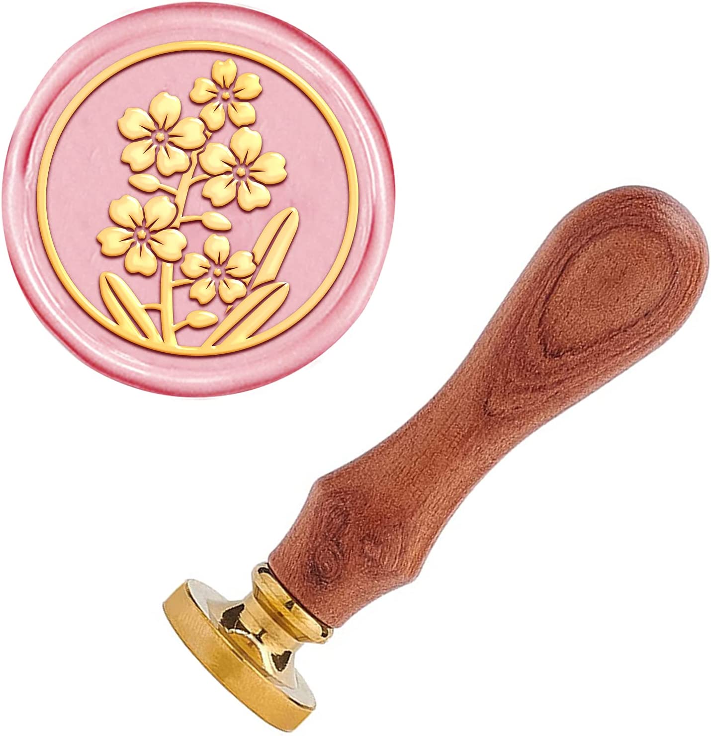 1pc Flower Brass Sealing Wax Seal Stamp Wood Handle 25mm for
