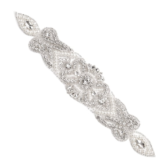 1pc Flower Pattern Hotfix Rhinestone Glass Rhinestone Applques for Bridal Dress Sash Belt 253x51x8mm