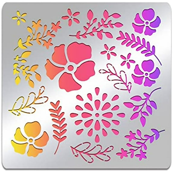1pc Flower Plants Stencils Floral Leaf Branches Stainless Steel Painting Drawings Stencil