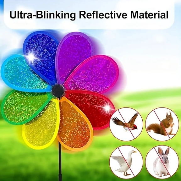 1pc Flower Wind Spinner Sparkly Lawn Pinwheel 29.97 cm Colorful Rainbow Garden Windmill for Garden, Party, Outdoor, Yard Decor
