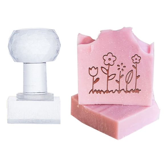 1pc Flowers Soap Stamp Soap Chapter Imprint Embossing with Handle Embossing Soap Stamps Soap Making for DIY Handmade Soap Supplies Envelope Invitation Party Favor Craft Art Gift Acrylic