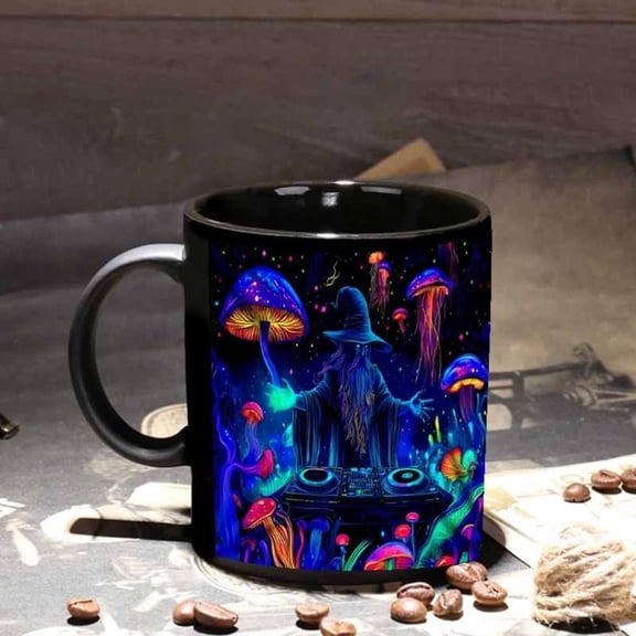 1pc Fluorescent Wizard Colorful Mushroom Ceramic Mug Ideal Coffee Tea and More Family Friends Relatives and Classmates Coffee Bar Accessories