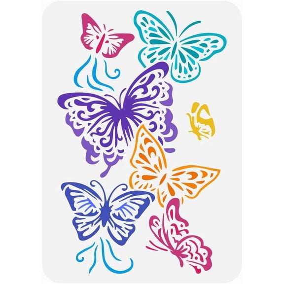 1pc Flying Butterflies Painting Stencil 8.3x11.7inch Plastic Butterfly Pattern Stencil Reusable Animal Theme Template for Painting on Wood Floor Wall Tile Canvas Fabric Furniture