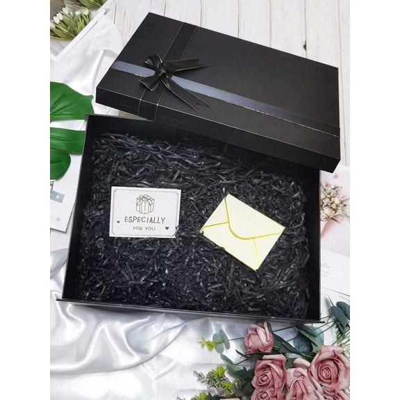 1pc Foldable Bowknot Ribbon Tied Lid Gift Box For Shoes And Clothes, Birthdays, Parties, Valentine's Day, Black Valentine's Day, Valentines Wedding, Birthday,Suplies,Decorations