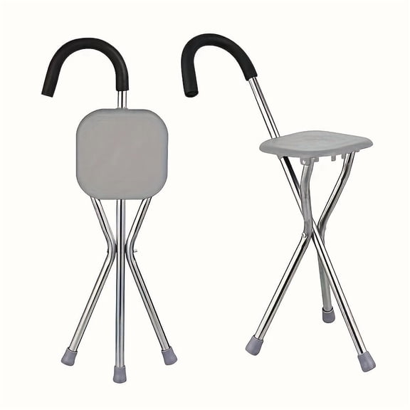 1pc Foldable Cane Stool- Lightweight, Easy to Use For, Travel-Friendly, Ideal Gift for Seniors, Support | Modern Design | Durable Metal, Cane Stool