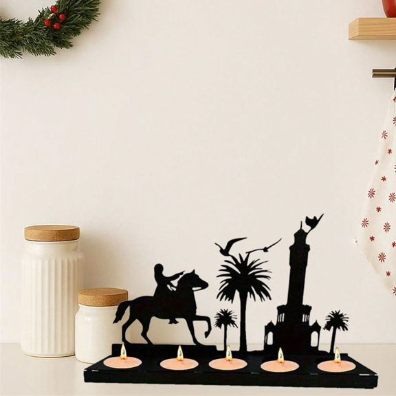 1pc Foldable Modern Minimalist Iron Elk Candlestick Holder Creative Animal-Shaped Candle Stand for Tabletop - Rustic Home Art Decor Festival Party Celebration Decor Wedding Centerpiece Gift Idea