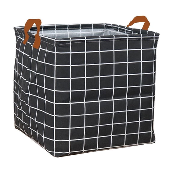 1pc Folding Laundry Basket Rectangular Storage Bin Coating Burlap Storage Box with Handles Large Hamper Collapsible Clothes Toy Basket Bucket Organizer Large Capacity, Black