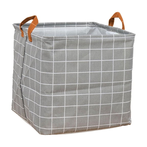 1pc Folding Laundry Basket Rectangular Storage Bin Coating Burlap Storage Box with Handles Large Hamper Collapsible Clothes Toy Basket Bucket Organizer Large Capacity, Gray