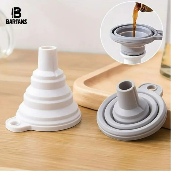 Bartans Silicone Collapsible Funnel - Versatile Kitchen Tool for Easy Liquid Transfer 1pc Folding Silicone Channel - Foldable Kitchen Pipe for Simple