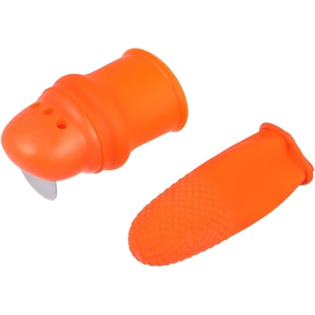 1pc Food Scissors Orange Suit Vegetable Cutter Multipurpose Tool Thumb Cutter Gardening Finger Blade Protector Pruning Shears Splitter Beans Garden Knife Orange Pepper Plants
