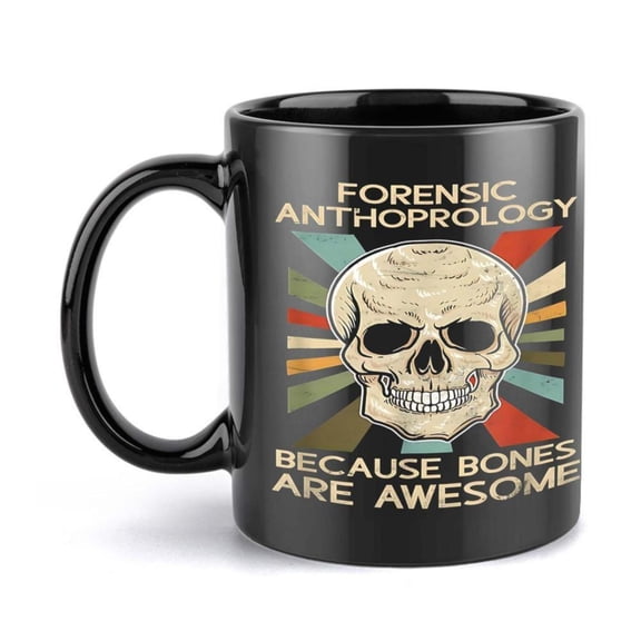 1pc Forensic Anthropology 11oz Ceramic Coffee Mug with Skull Rays Design Because Are Awesome Text Black Handle All Seasons Birthday Holiday Gifts Coffee Bar Accessories