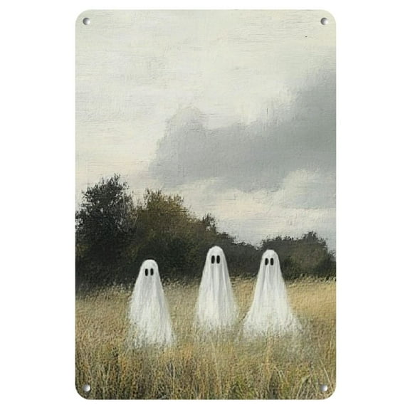 1pc Framed/ unframed Ghost Family On Country Field Wall Art Prints Ghost Family Vintage Landscape Painting Farmhouse Halloween Decor Special Halloween Edition Poster Aesthetic Prints Painting Funny