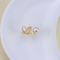 thumbnail image 1 of 1pc Freshwater Pearl with Shell Cuff Rings Golden Heart Inner Diameter: 15~19mm, 1 of 1