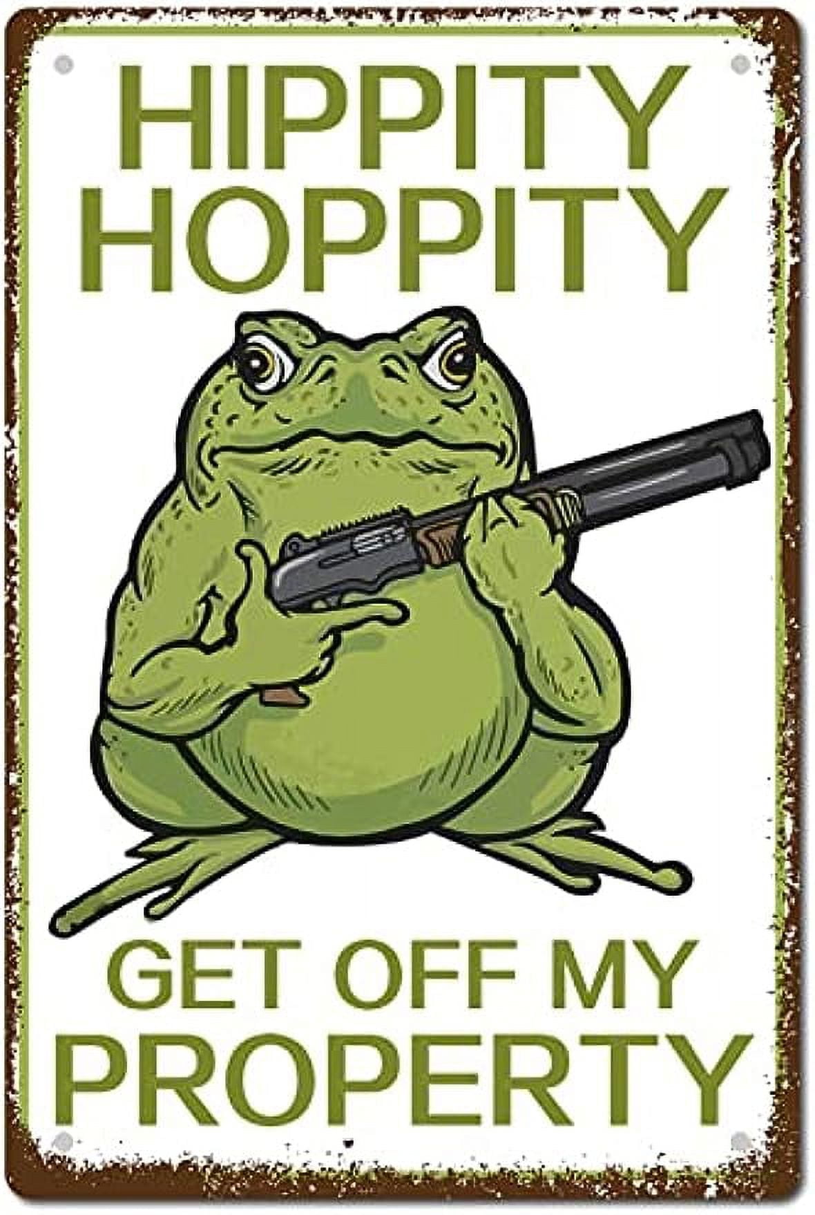 Targa In Latta EYSL "Hippity Hoppity Get Off My Property Frog!" - 15x20 Cm - Cartello Vintage Per Garage, Bar, Casa