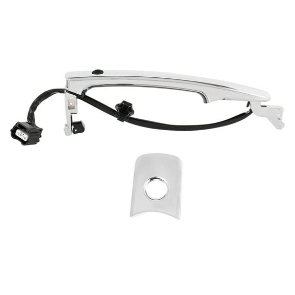 1pc Front Driver Left Side Chrome Exterior Door Handle w/ Key Hole Compatible With 10-13 Nissan Rogue With Keyless Smart Entry System