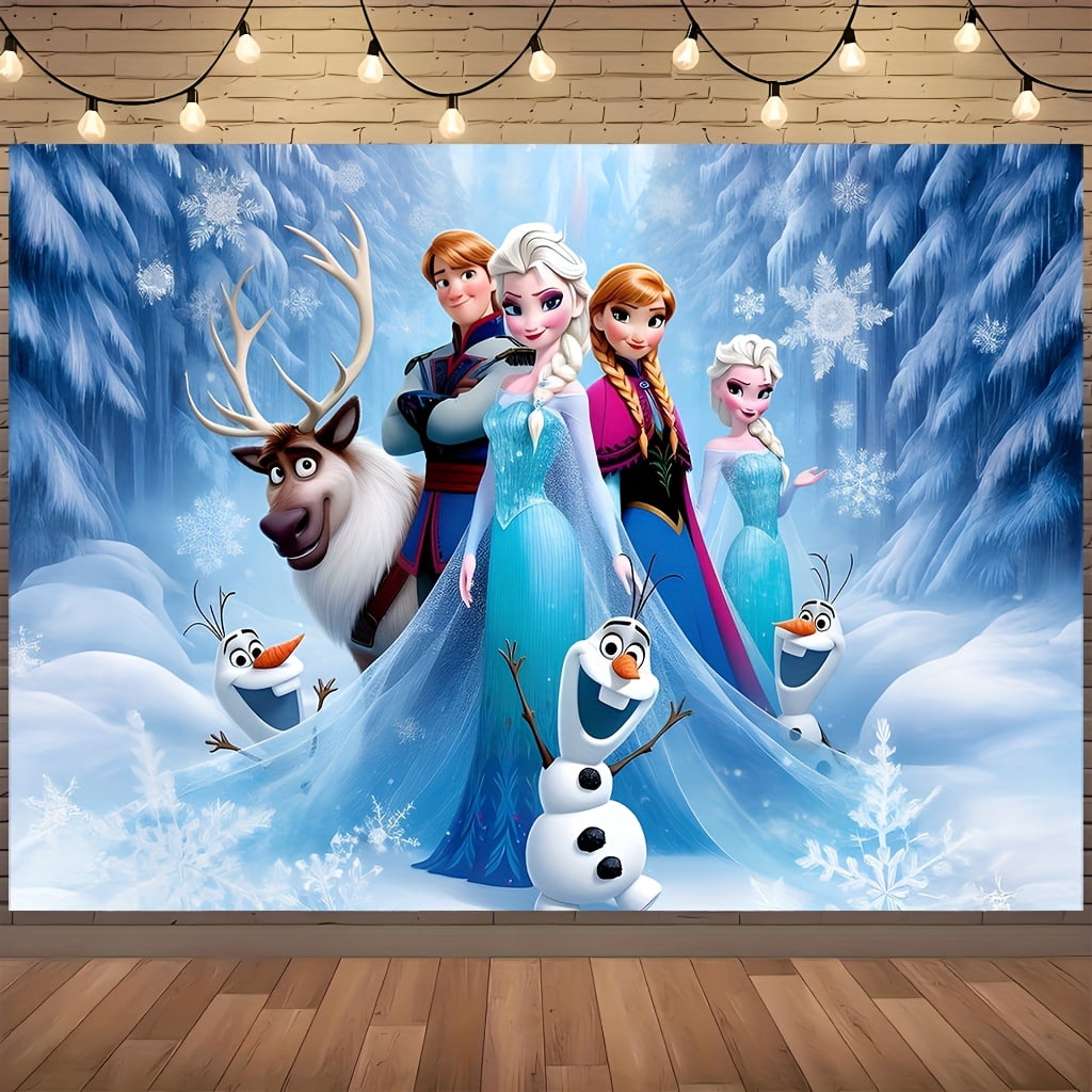 1pc Frozen Cartoon Banner Happy Birthday tapestry Hanging polyester ...