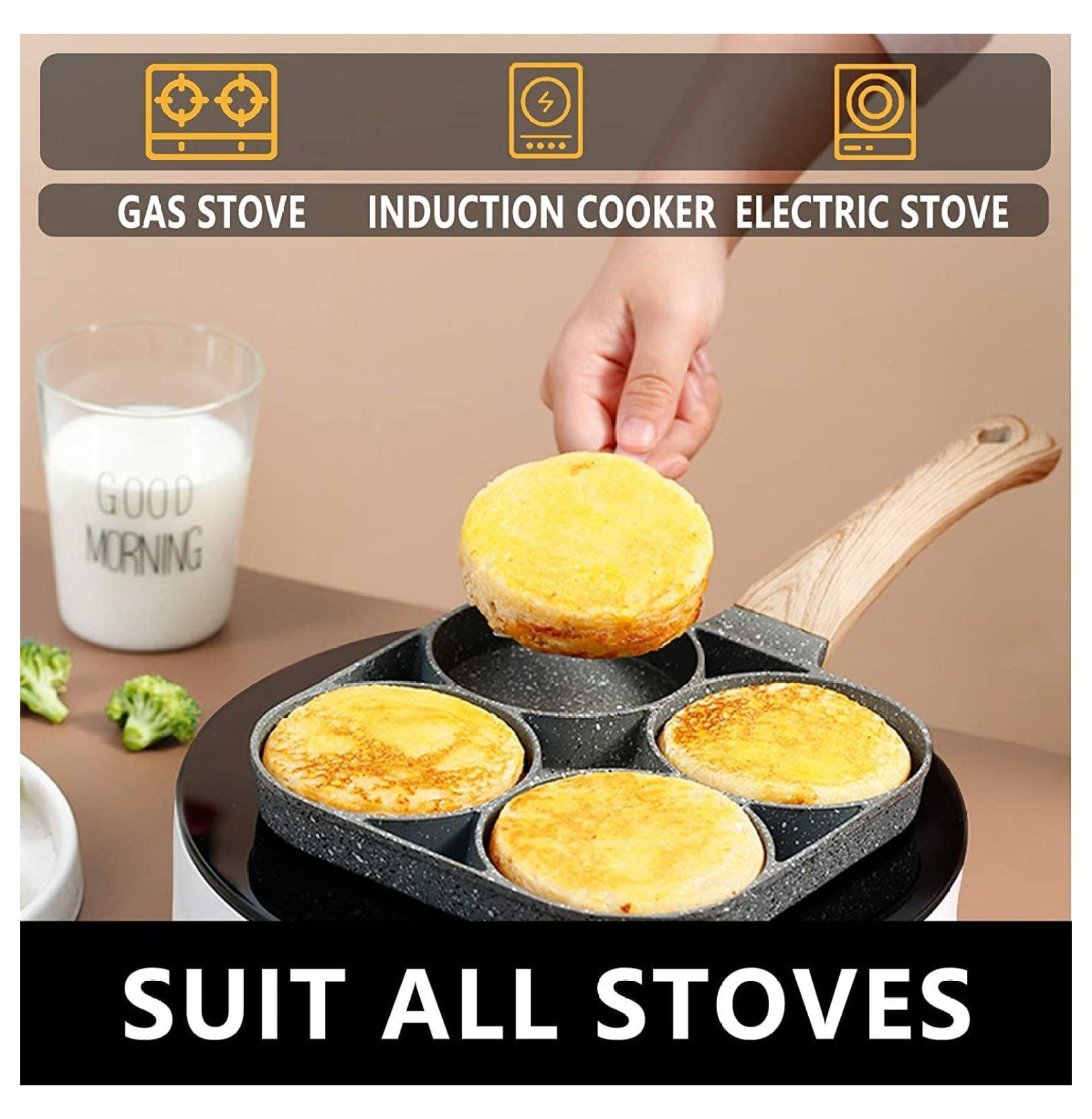 1pc Fry Pan For Egg, Non Stick Ham Pancake Maker, Egg Burger Pan With ...