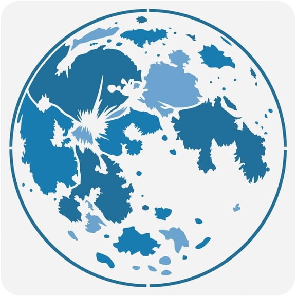 1pc Full Moon Painting Stencil 11.8x11.8inch Reusable Moon Planets Pattern Drawing Template DIY Art Space Theme Lunar Celestial Decoration Stencil for Painting on Wood Wall Fabric Furniture