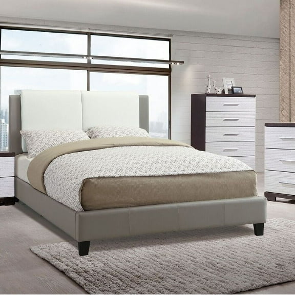 1pc Full Size Bed White Faux Leather Upholstered Headboard Bedroom Furniture