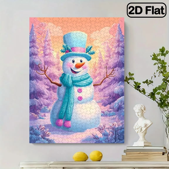 1pc Fun Brain-Boosting Adult Jigsaw Puzzle - New Style 1pc of Fun Brain-Teasing Adult Puzzle - New Style. Size: 30X52Cm/ 15X20.5Inch, 500pcs. A Snowman Wearing a Blue Top