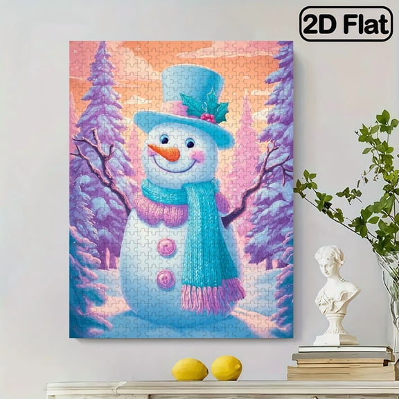 1pc Fun Brain-Boosting Adult Jigsaw Puzzle - New Style 1pc of Fun Brain-Teasing Adult Puzzle - New Style. Size: 30X52Cm/ 15X20.5Inch, 500pcs. A Snowman Wearing a Blue Top