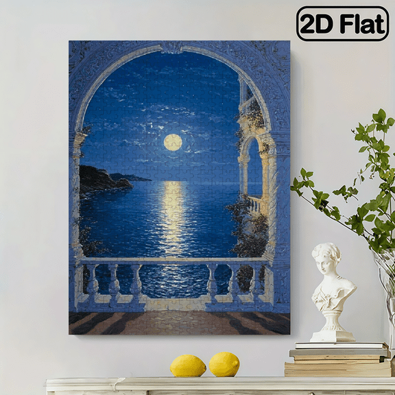 1pc Fun Brain-Boosting Adult Jigsaw Puzzle - New Style1pcs of Fun Brainpower Adult Puzzle - New Style. Size: 52x38cm/15x20.4inch, 500pcs. A picturesque scene of a moonlit