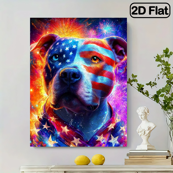 1pc Fun Brain-Boosting Adult Jigsaw Puzzle - New Style1pcs of Fun Intellectual Adult Puzzle - New Style, Size: 52x30cm/ 20.5x15inch, 500pcs Puzzle. A Vivid American Pit Bu