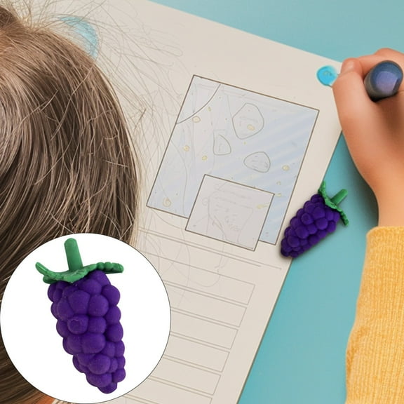 1pc Fun Grape Eraser Cute Fruit Eraser, Durable Rubber Eraser, Smooth Cleaning, No Paper Tear, Pencil Eraser for Writing Correction, Classroom Prizes, Game Rewards, Party Favors, Class Treasure Box