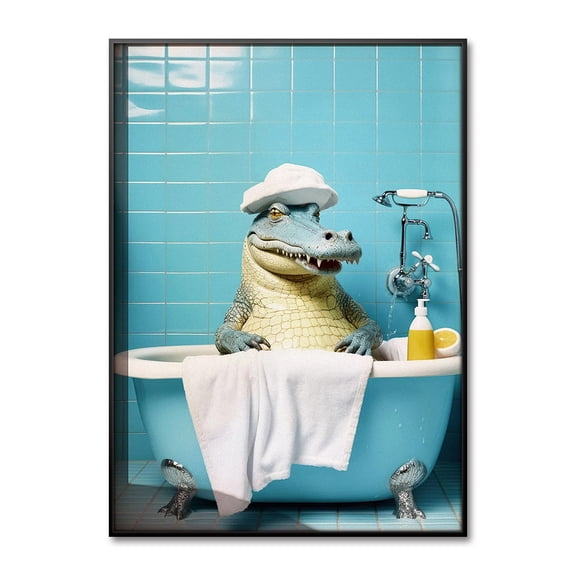 1pc Funny Animal Bathroom Decor Canvas Wall Art Poster Colorful Panda Cat Dog Gorilla Toilet Wall Painting for Bathroom Dorm Decor