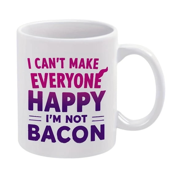 1pc Funny Bacon Lovers Mug I Can t Make Everyone Happy I m Not Bacon White Ceramic Coffee Cup with Pink Purple Bacon Strip Design 11oz 360ml Hot Cold Drinkware Breakfast Gifts Baco