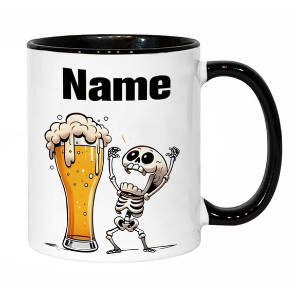 1pc Funny Beer Mug with Skeleton Drinking Beer Cup Design Microwave Ceramic Cup 11oz 325ml Large Capacity Coffee Mug Halloween Birthday Labor Day Gift