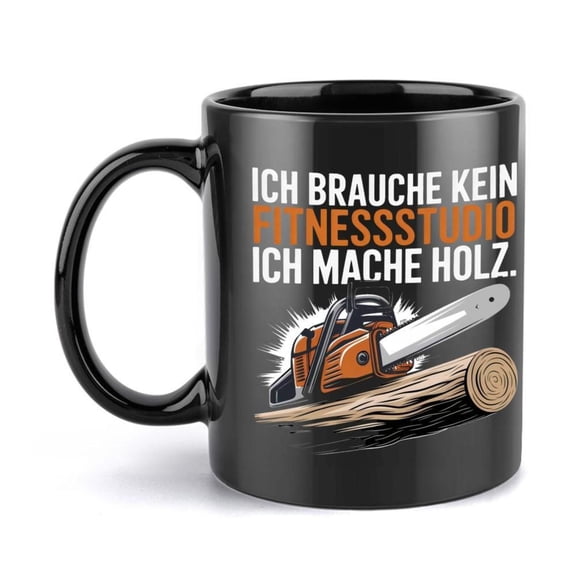 1pc Funny Chainsaw Log Design Ceramic Mug 11oz 360ml Coffee Cup with Orange Chainsaw I m Not a Gym Studio I m a Mug Humorous Text Durable Drinkware Hot Cold Beverages Birthday Holiday Gifts Men Women