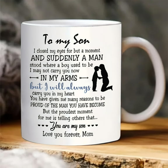 1pc, Funny Coffee Mug, Best Son Ever Gift, Ceramic Mug Double-sided Design, Novelty Gift, Coffee Cup, Tea Cup, Drinkware, Home Decor