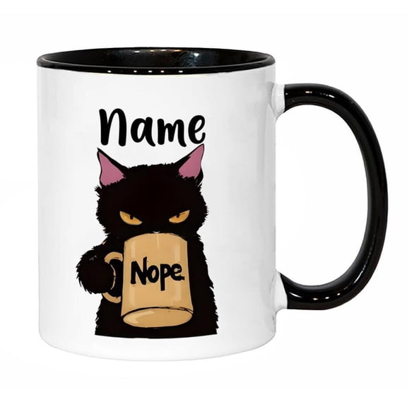 1pc Funny Coffee Mug with Black White Design Personalized Name Text Option Microwave Ceramic Cup with Black Handle Interior Cute Lovers Birthday Chris