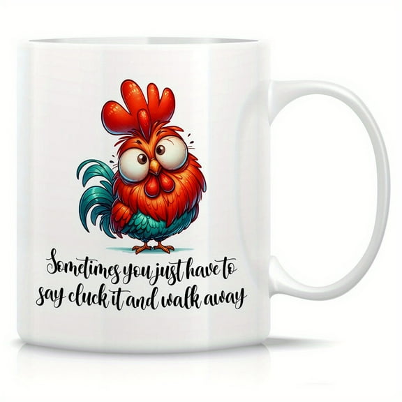1pc, Funny Coffee Mug Double Side Chicken Printed Coffee Mug, Summer Winter Drinkware, Especially Suitable For Office Use, Mother's Day Gift, Thanksgiving Day Gift, Birthday Present,Gift For Friends