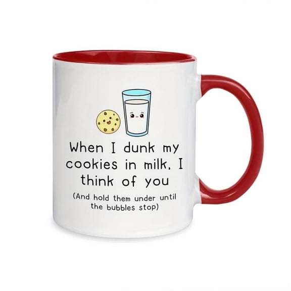 1pc Funny Cookie Milk Mug When I My in Milk I of You Red Ceramic Coffee Cup with Cookie Milk Design Dishwasher Ideal Coffee Lovers Family All season Use Home Office Tea Or