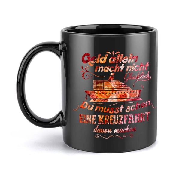 1pc Funny Cruise Ship Mug German Phrase Cup with Hot Cold Beverage Design Exterior Red Text 11oz Ceramic Coffee Cup Office Travel Wedding Birthday Christmas Gifts Ideal Cruise Enth