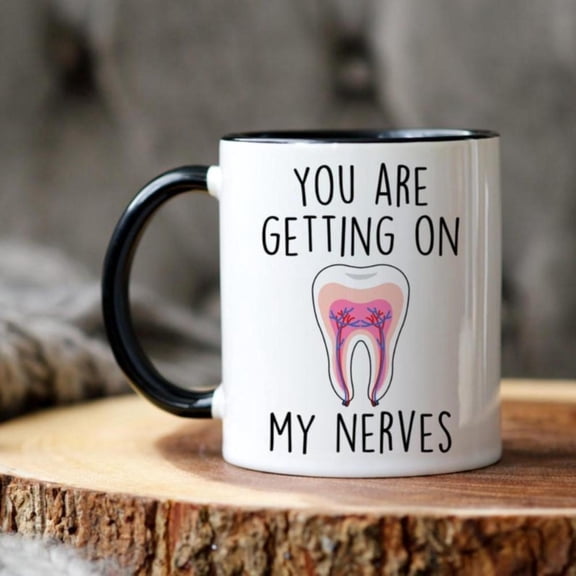 1pc Funny Dental Themed Earthenware Coffee Mug Graphic Tooth Design Reusable Round Cup Hot Cold Beverages Ideal Dental Professionals Dental School Graduation Christmas New Year Washable
