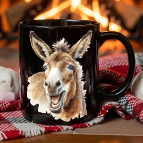 1pc Funny Donkey Face Ceramic Coffee Mug Farm Animal Themed Donkey Lovers Cartoon Donkey Design Hand Wash Only Reusable Cup Home Office or Kitchen Use