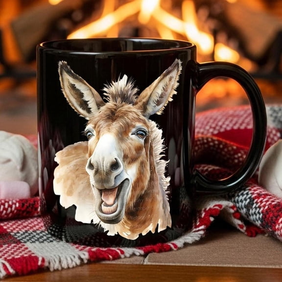 1pc Funny Donkey Face Ceramic Coffee Mug Farm Animal Themed Donkey Lovers Cartoon Donkey Design Hand Wash Only Reusable Cup Home Office or Kitchen Use