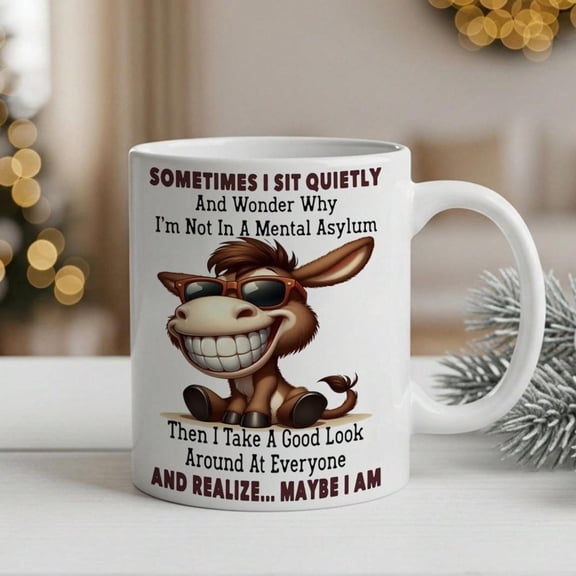 1pc Funny Donkey Mug With Funny Quote Smiling Donkey In Fashion Glasses 11oz Ceramic Coffee Cup With Brown Handle Interior Humorous Birthday Christmas