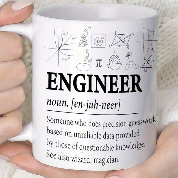 1pc Funny Engineer Mug 11oz Ceramic Coffee Cup with Math Engineering Integral Pi Triangle Dishwasher Office Home Cup Engineers Scientists Teachers Gee